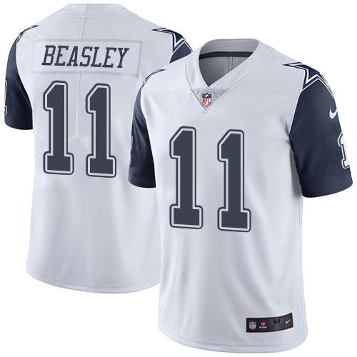 Nike Cowboys #11 Cole Beasley White Men's Stitched NFL Limited Rush Jersey - Click Image to Close